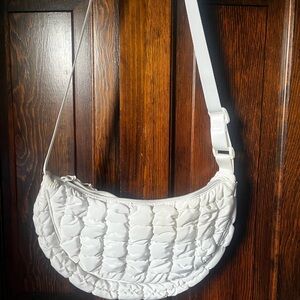 wild fable White Quilted Crescent Crossbody Bag